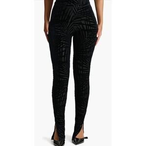 Naked Wardrobe Burnout Velvet Bootcut Slit Hem Pants Leggings in Black. Size XS